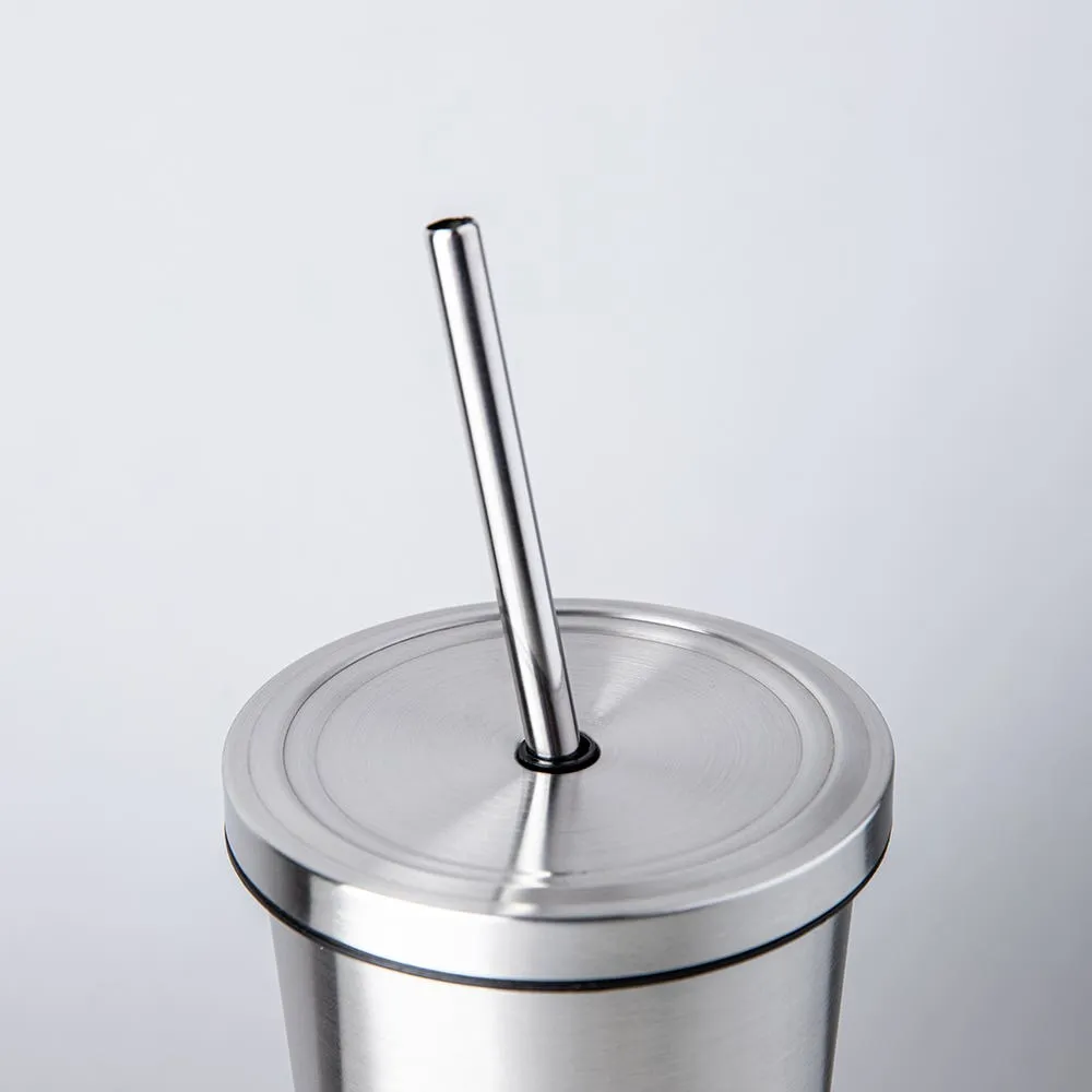 KSP Cool It Double Wall Tumbler with Straw (Stainless Steel)