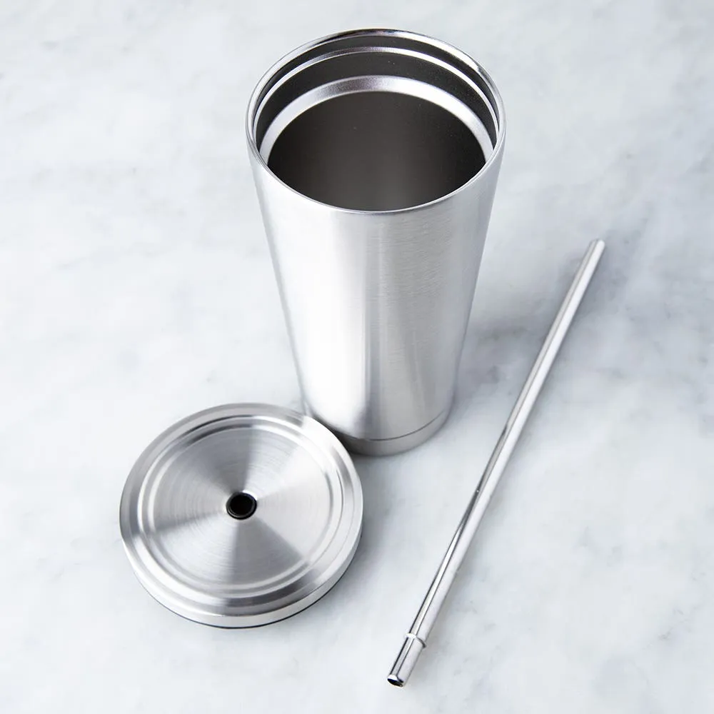 KSP Cool It Double Wall Tumbler with Straw (Stainless Steel)