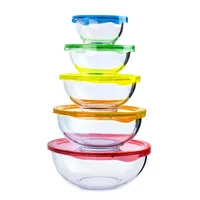 KSP Vibe Glass Mixing Bowl with Lids - Set of 10 (Multi Colour)