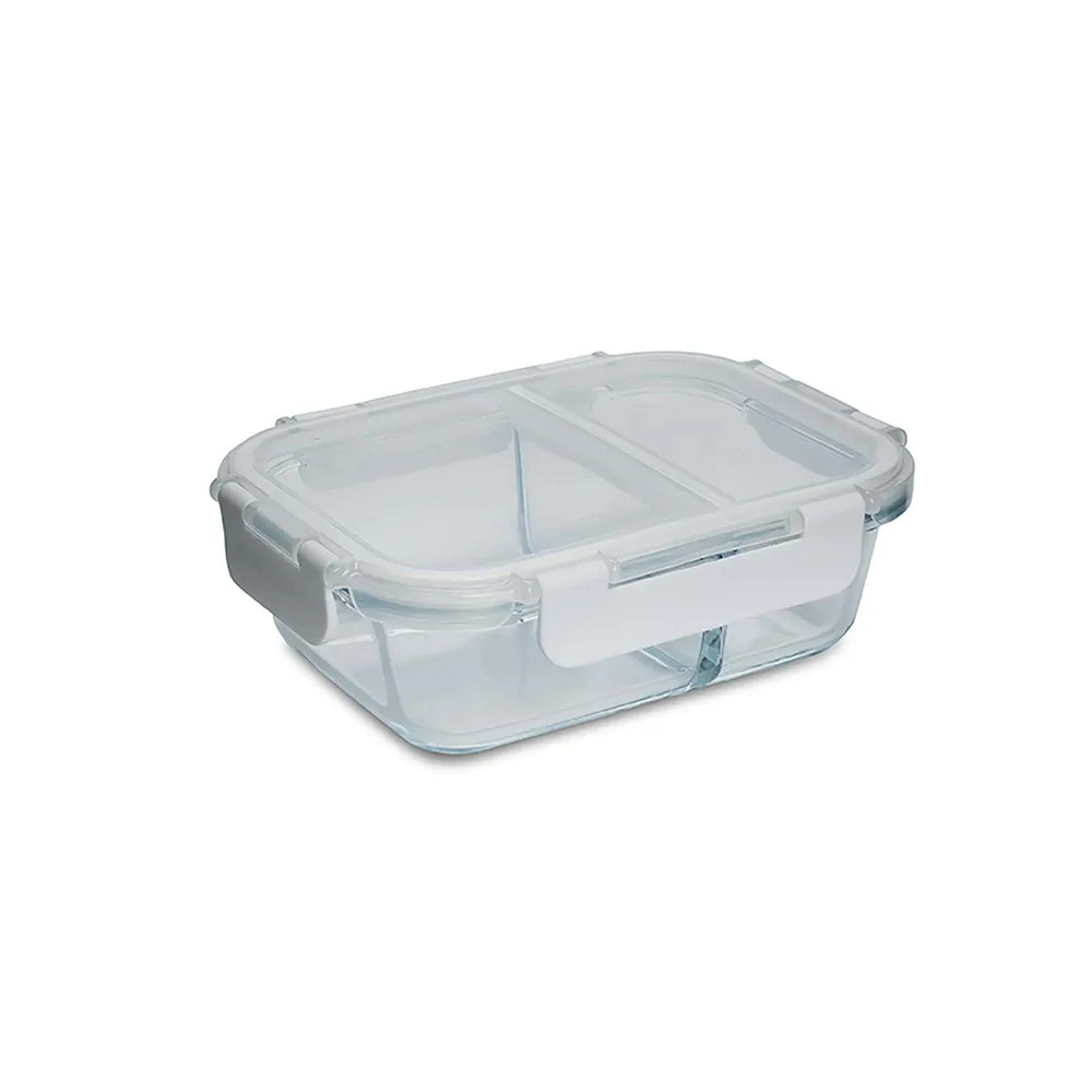 KSP Divided Glass 600ml Storage Container (Clear/White)