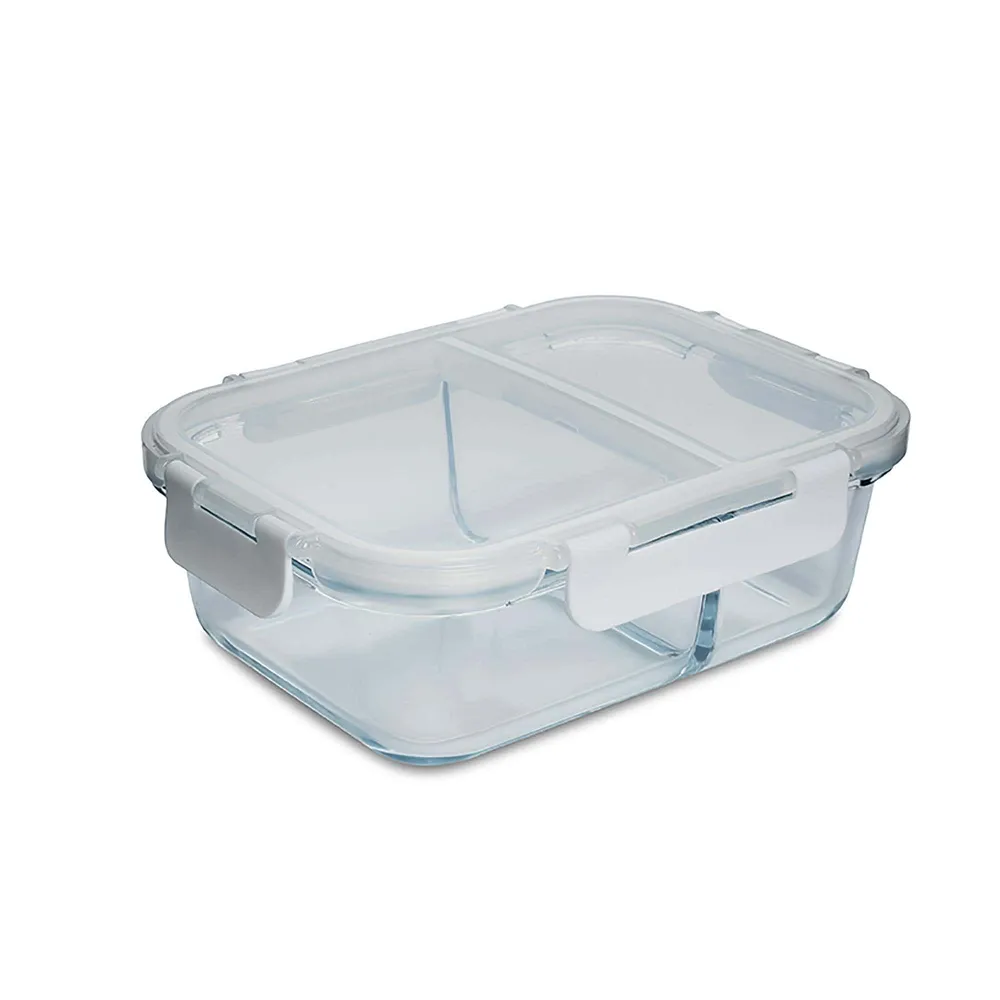 KSP Divided Glass 1L Storage Container (Clear/White)