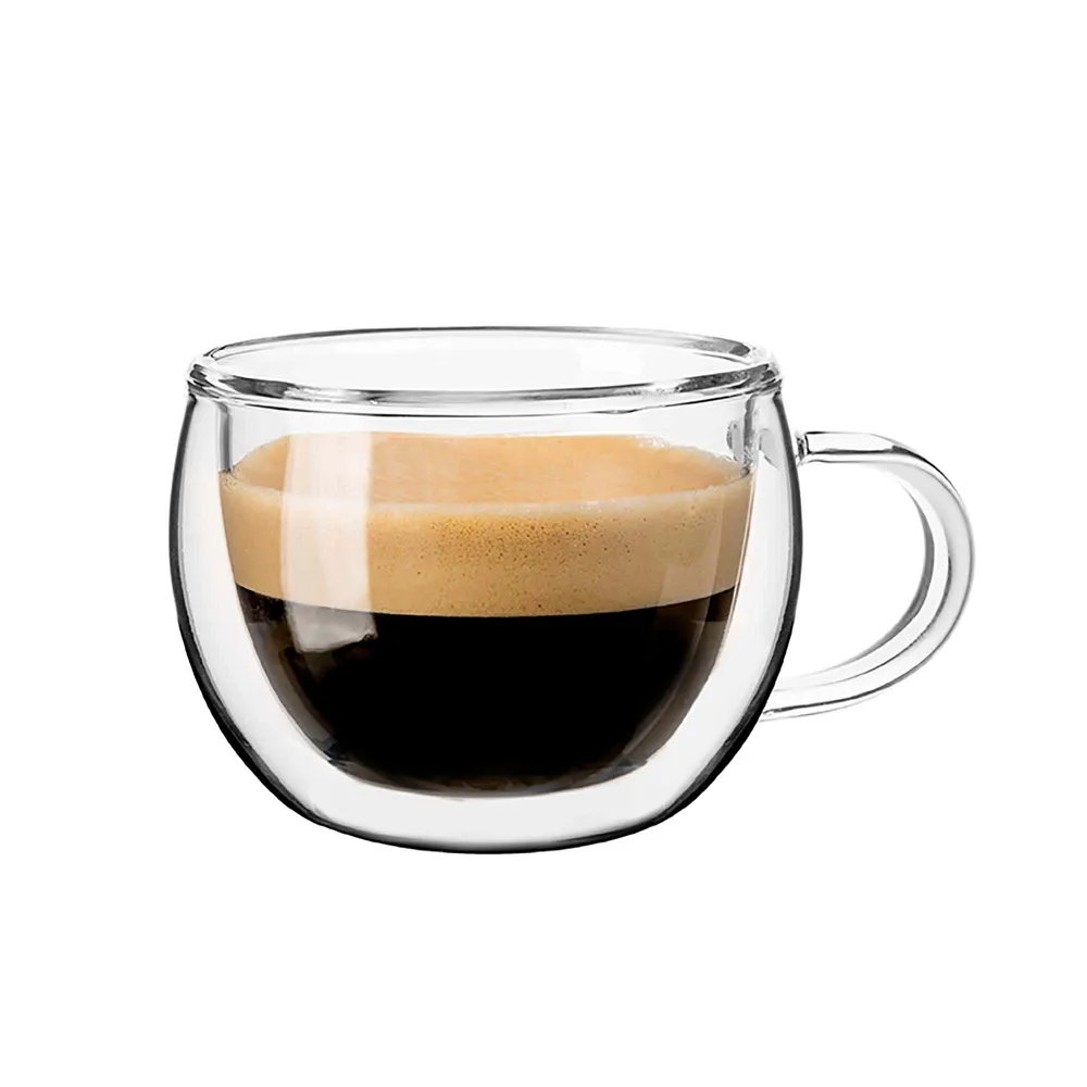 KSP Milano Double Wall Espresso Glass with Handle - Set of 2 (80 ml)