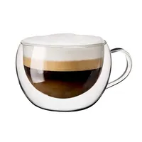 KSP Milano Double Wall Cappuccino Glass with Handle - 270 ml, Set of 2