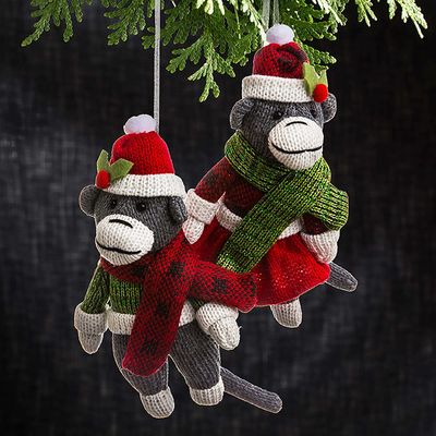 Christmas Deco. 'Sock Monkey' Ornament (Multi Colour) - Assorted