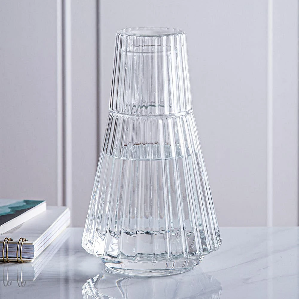 KSP Maya Bedside Water Carafe with Glass (Clear)