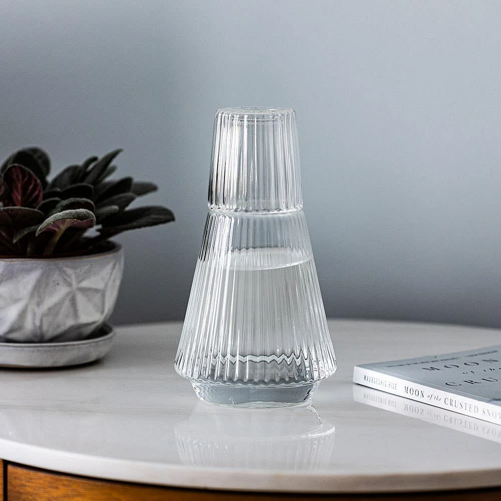 KSP Maya Bedside Water Carafe with Glass (Clear)