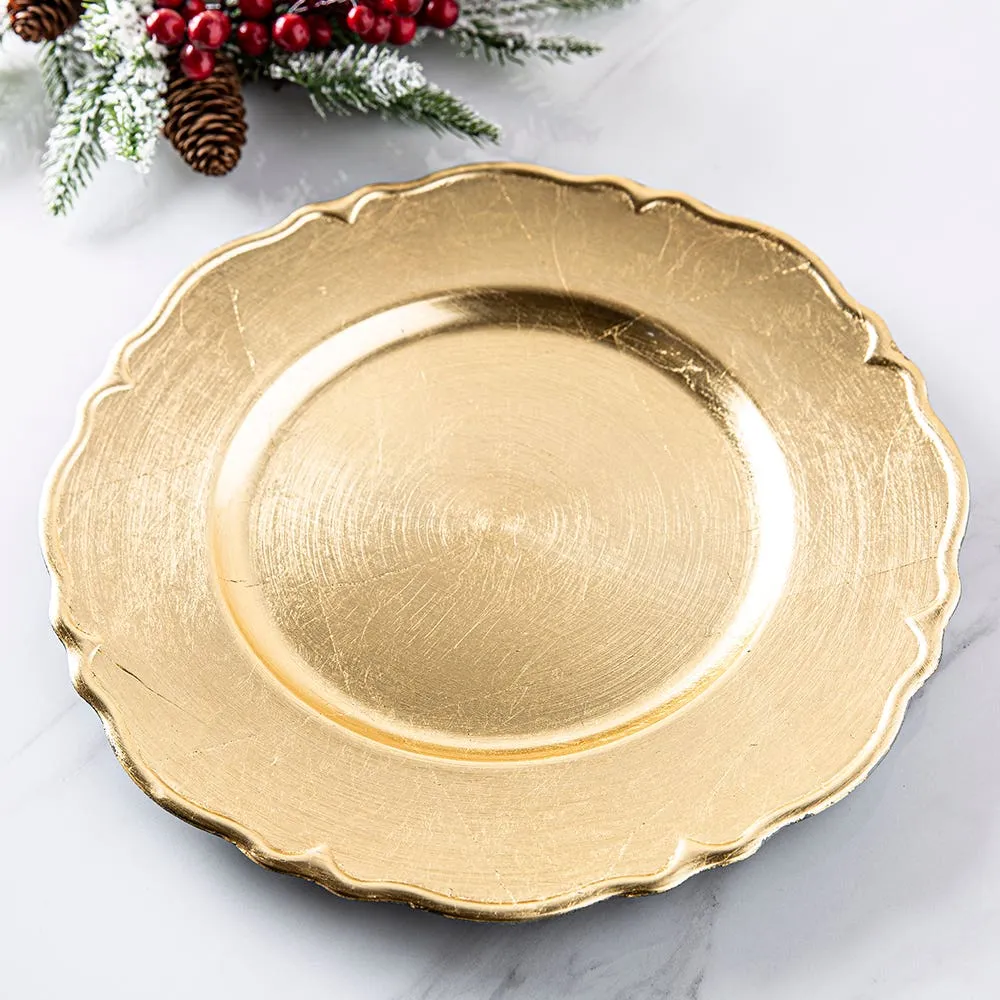 KSP Everyday Charger Plate with Scalloped Rim (Gold)