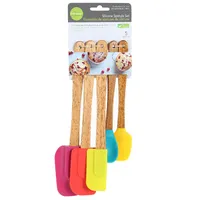 Luciano Gourmet Brights Silicone Spatula with Wood Handle - Set of 5