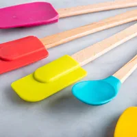 Luciano Gourmet Brights Silicone Spatula with Wood Handle - Set of 5