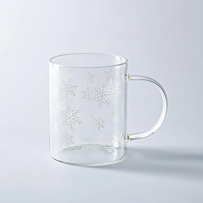 KSP Christmas 'Snowflake' Borosilicate Glass Mug - Set/2 (Clear/White)