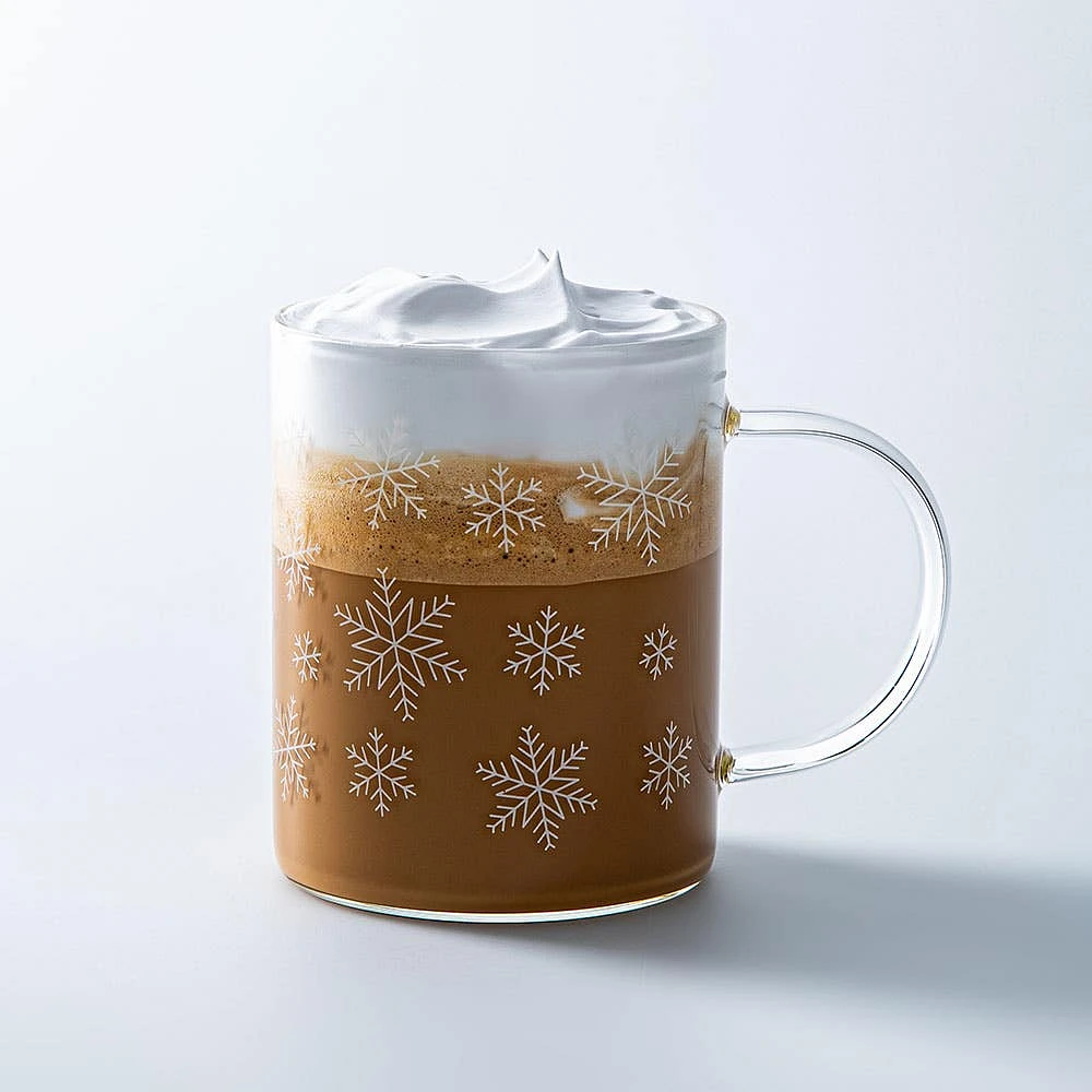 KSP Christmas 'Snowflake' Borosilicate Glass Mug - Set/2 (Clear/White)