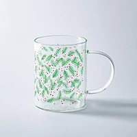 KSP Christmas 'Sprig' Borosilicate Glass Mug - Set of 2 (Multi Colour)