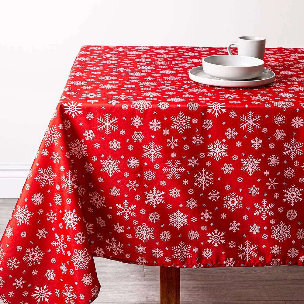 Easycare Christmas 'Miracle' Polyester Tablecloth 58x78" (Red/White)