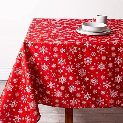 Easycare Christmas 'Miracle' Polyester Tablecloth 58x78" (Red/White)