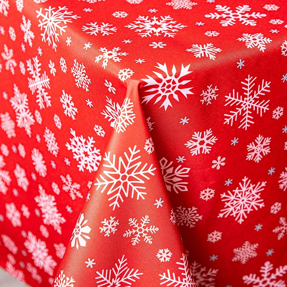 Easycare Christmas 'Miracle' Polyester Tablecloth 58x78" (Red/White)