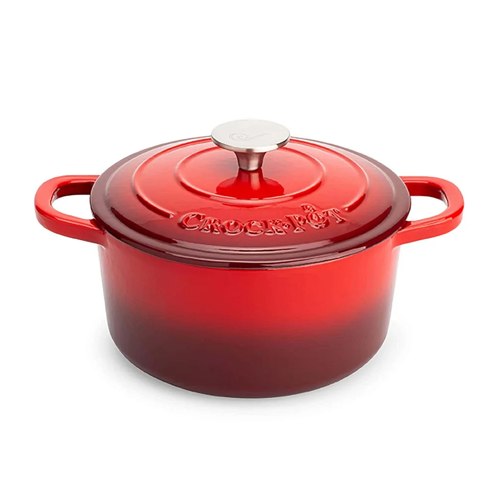 Crock Pot Artisan 2-Tone Cast Iron Round 2.8L Dutch Oven (Red)