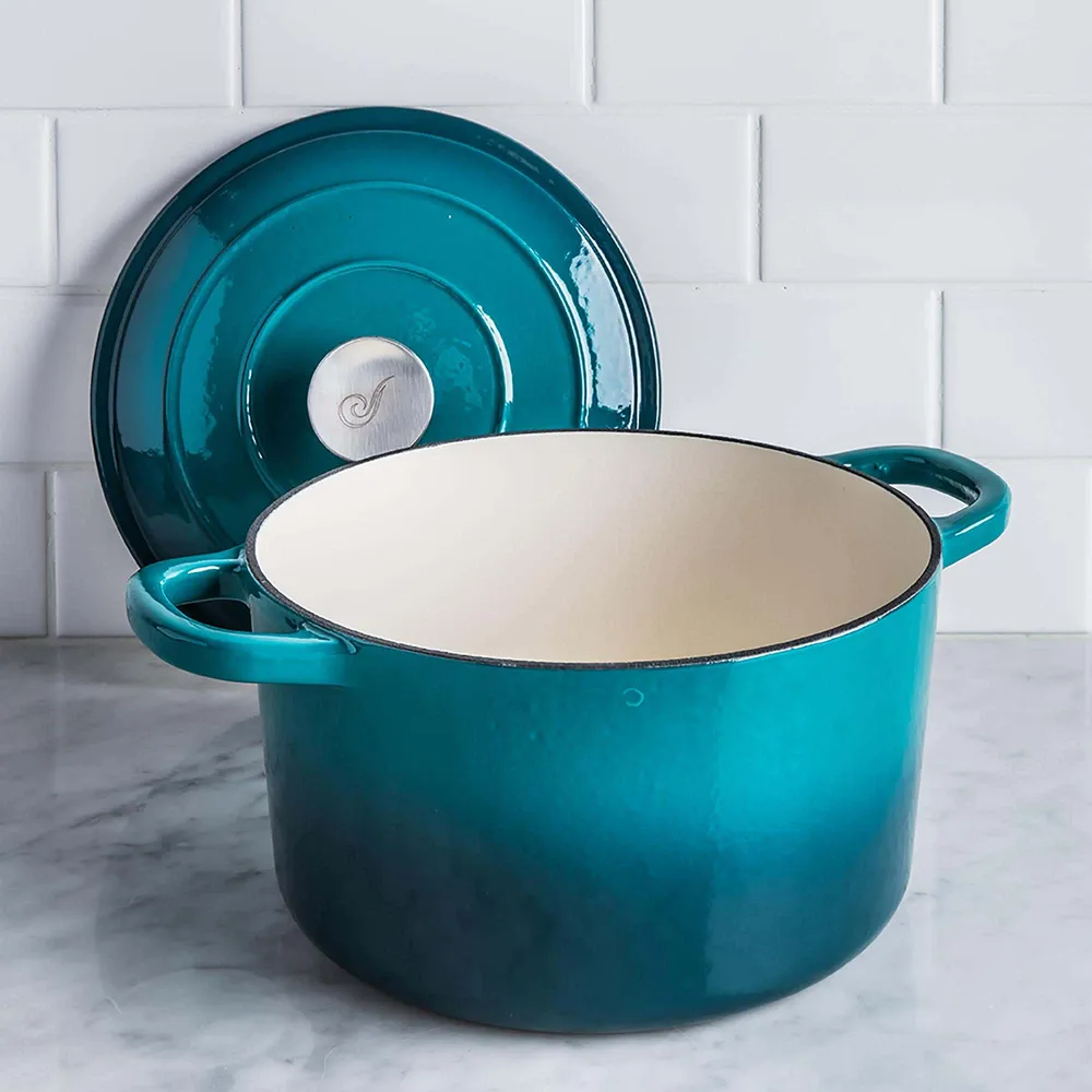 Crock Pot Artisan 2-Tone Cast Iron Round 4.7L Dutch Oven (Teal)