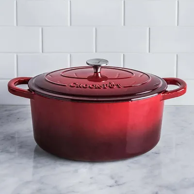 Crock Pot Artisan 2-Tone Cast Iron Oval 6.6L Dutch Oven (Red)