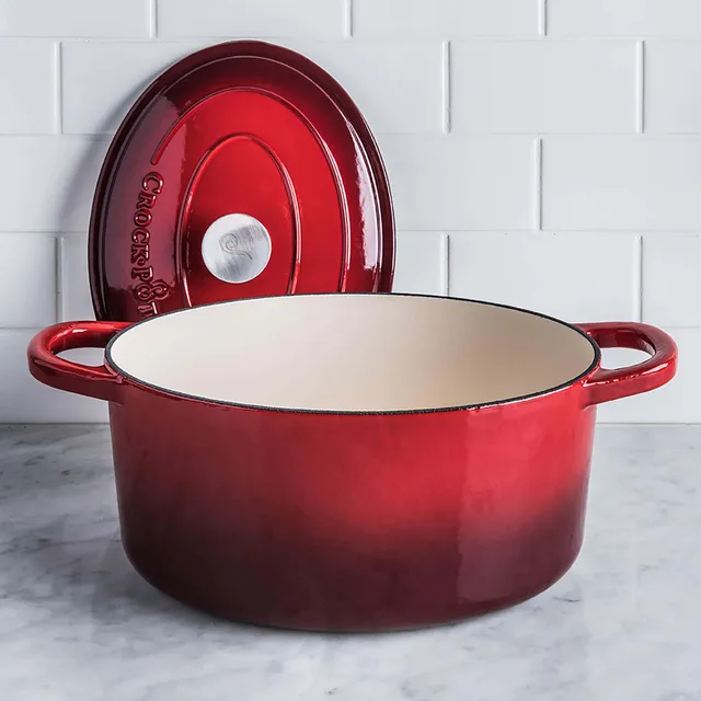 Crock Pot Artisan 2-Tone Cast Iron Round 4.7L Dutch Oven (Red)