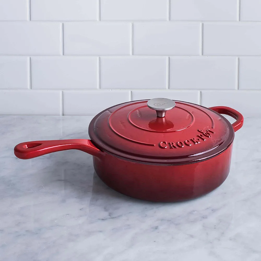Crock Pot Artisan 2-Tone Cast Iron Deep 3.3L Saute Pan (Red)