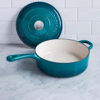 Crock Pot Artisan 2-Tone Cast Iron Deep 3.3L Saute Pan (Teal)