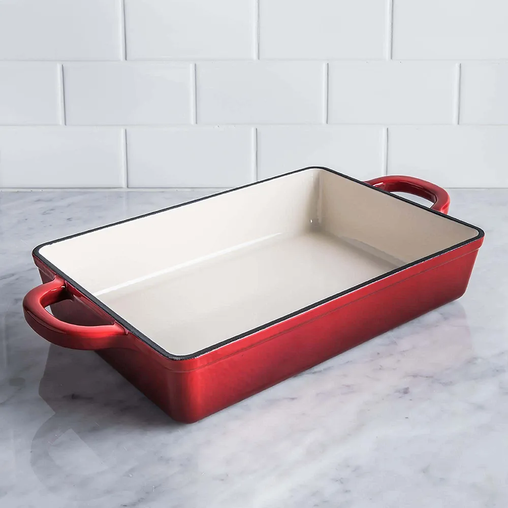 Crock Pot Artisan 2-Tone Cast Iron Lasagna-Roasting Pan (Red)