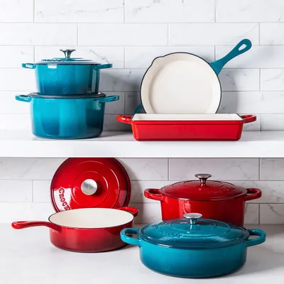 Crock Pot Artisan 2-Tone Cast Iron Lasagna-Roasting Pan (Red)