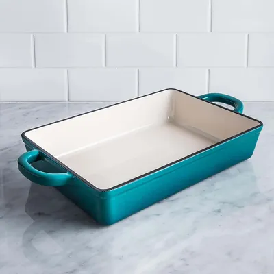 Crock Pot Artisan 2-Tone Cast Iron Lasagna-Roasting Pan (Teal)