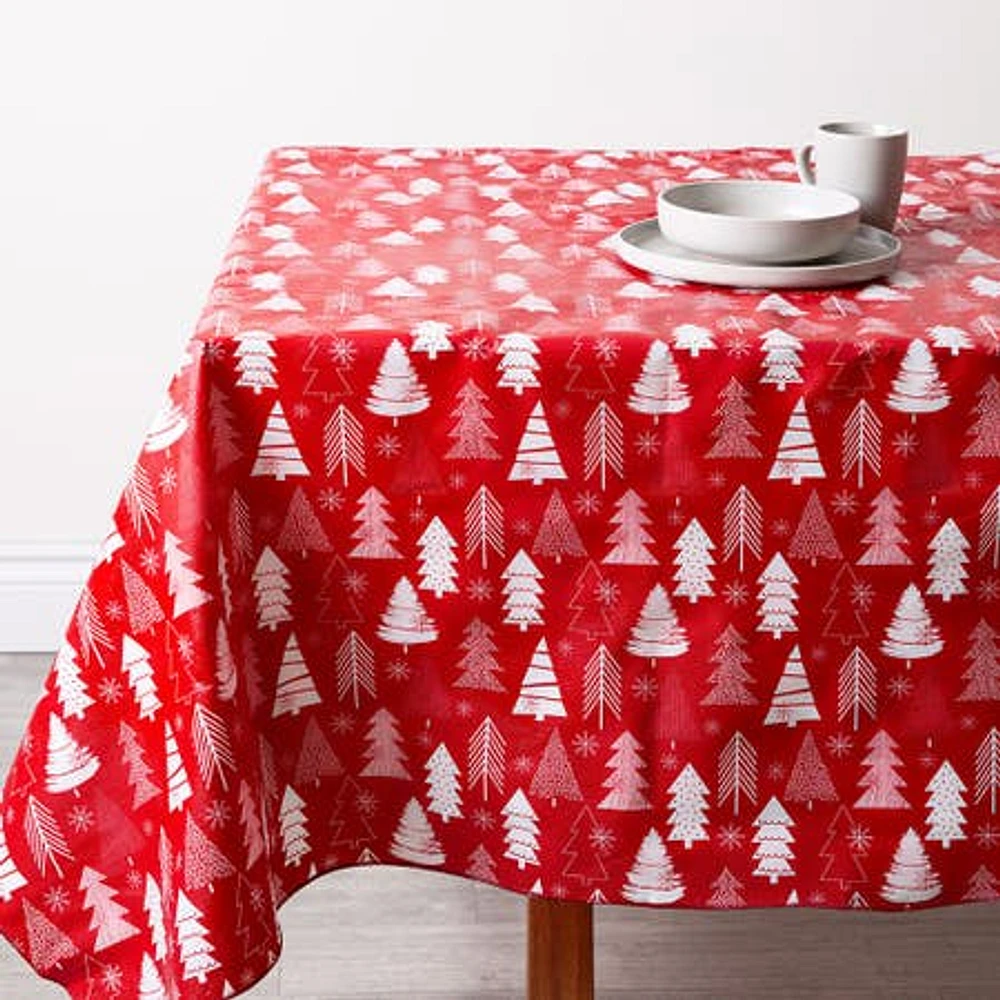 Easycare Christmas 'Holiday Wonder' Vinyl Tablecloth 54x72" (Red/Wht)