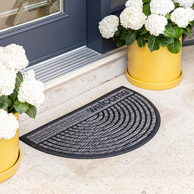 KSP Tufted Rubber Backed 'Welcome' Doormat Semi-Circle (Grey)