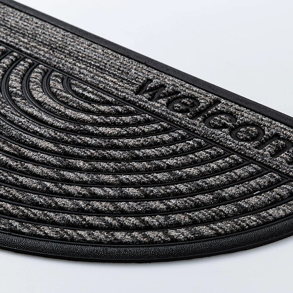 KSP Tufted Rubber Backed 'Welcome' Doormat Semi-Circle (Grey)