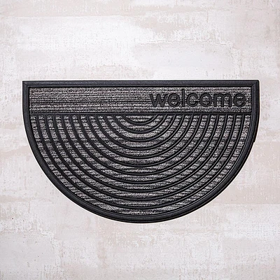 KSP Tufted Rubber Backed 'Welcome' Doormat Semi-Circle (Grey)