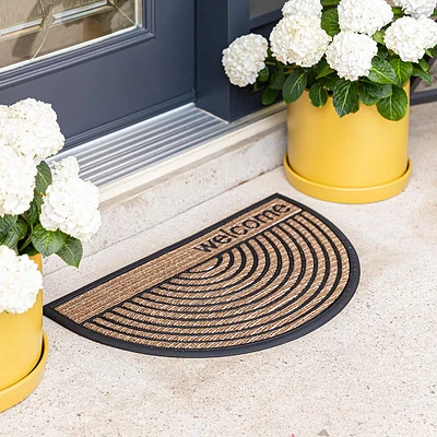 KSP Tufted Rubber Backed 'Welcome' Doormat Semi-Circle (Natural)