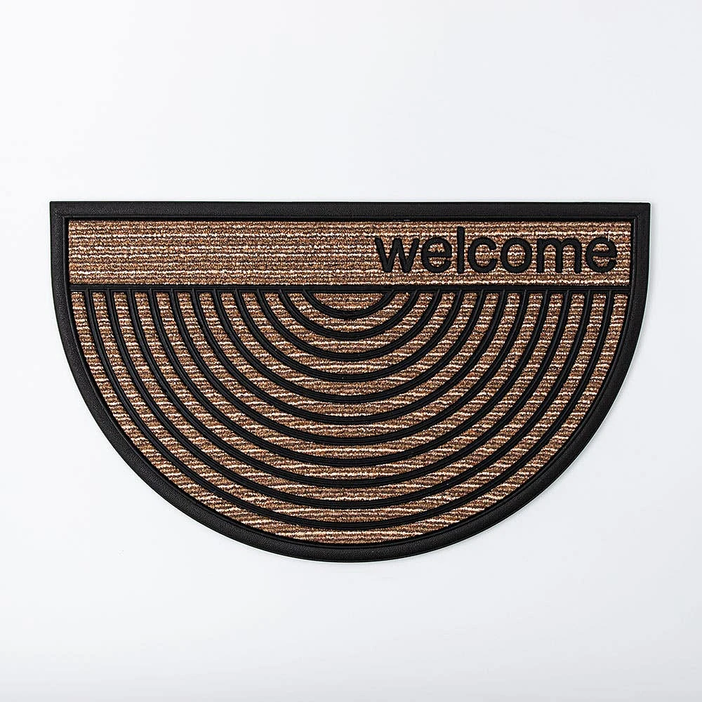 KSP Tufted Rubber Backed 'Welcome' Doormat Semi-Circle (Natural)