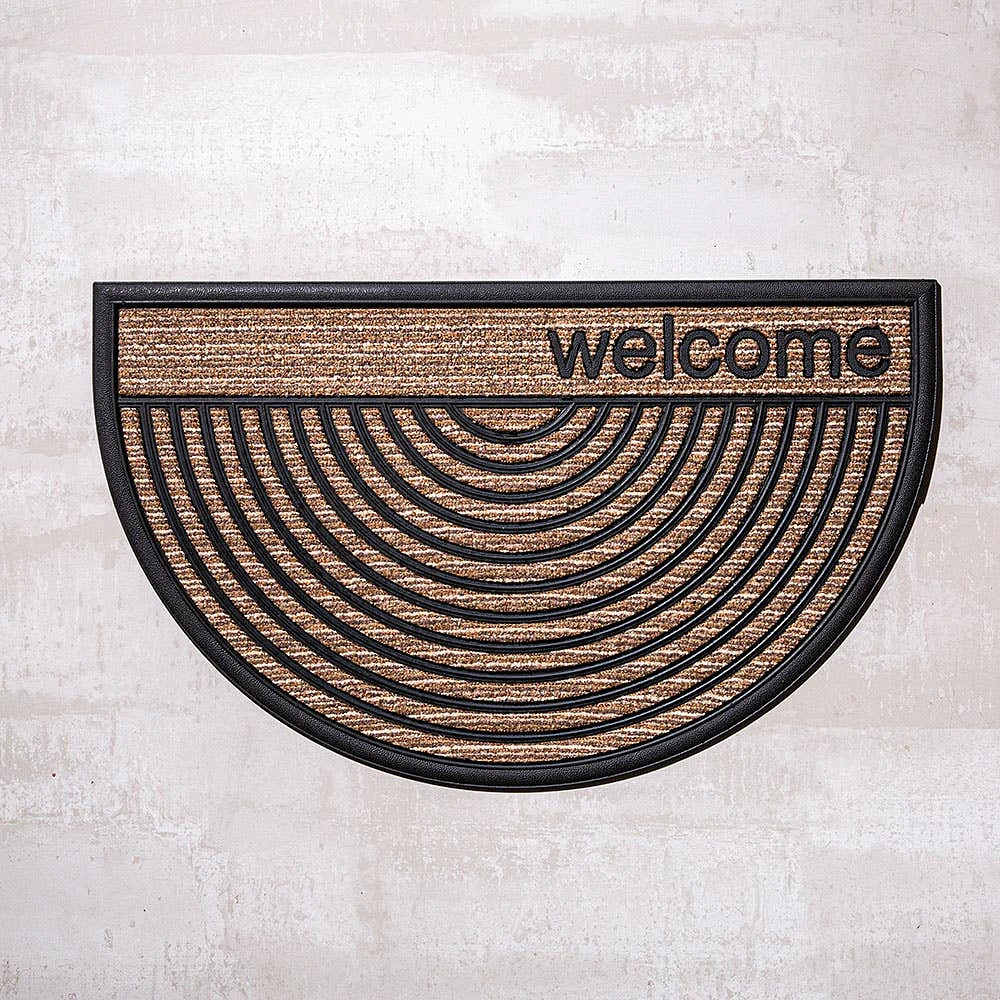 KSP Tufted Rubber Backed 'Welcome' Doormat Semi-Circle (Natural)