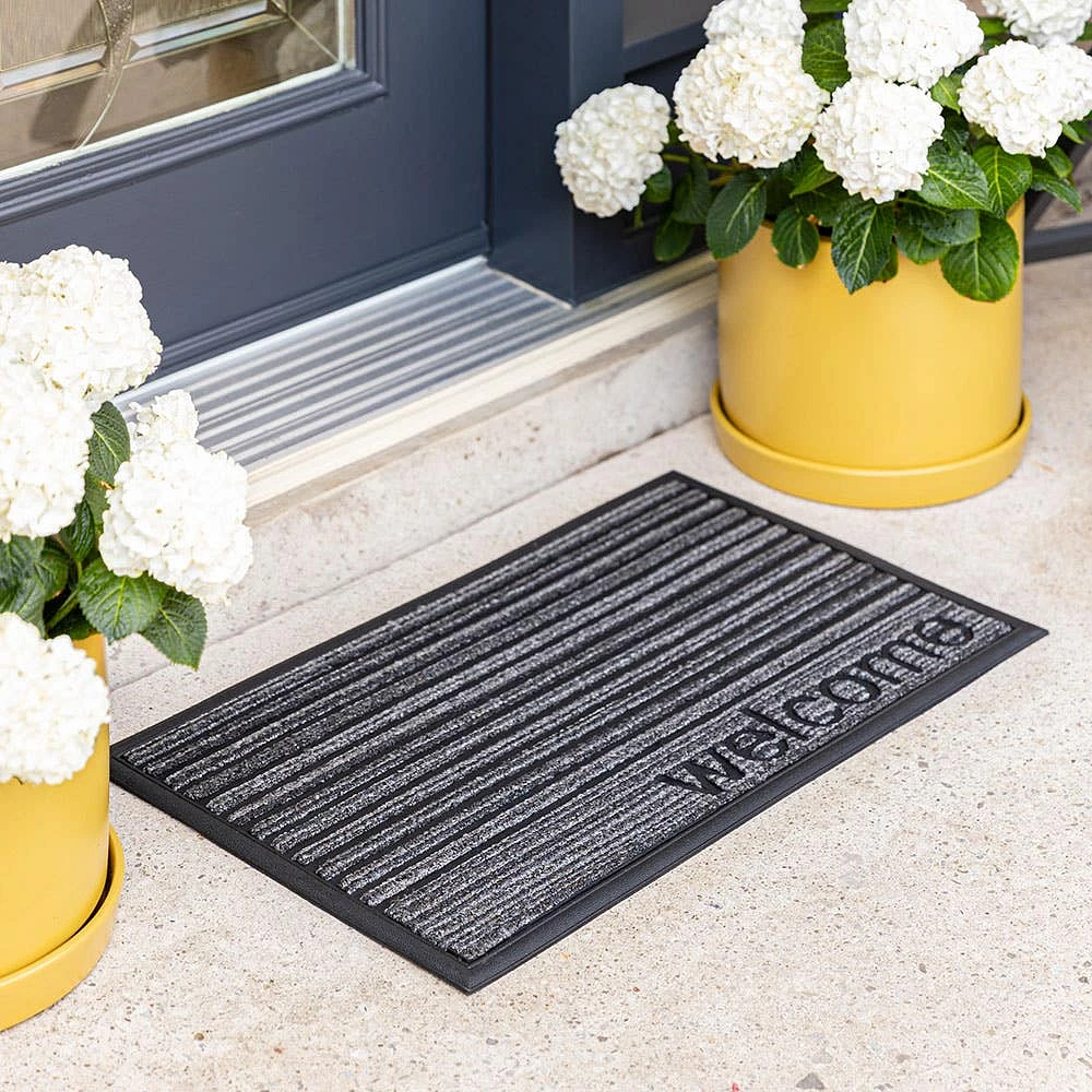 KSP Tufted Rubber Backed 'Welcome' Doormat (Grey)