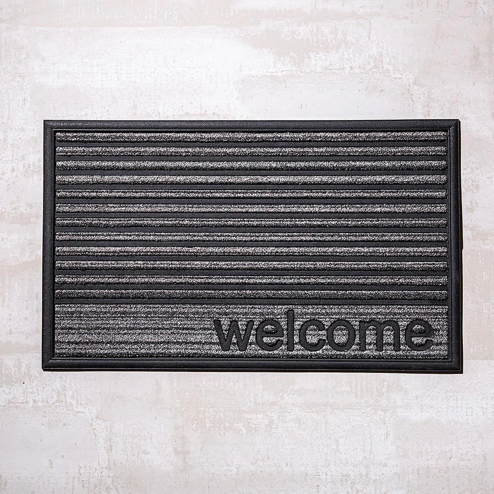 KSP Tufted Rubber Backed 'Welcome' Doormat (Grey)