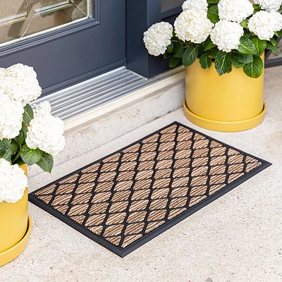 KSP Tufted Rubber Backed 'Lozenge' Doormat (Brown)