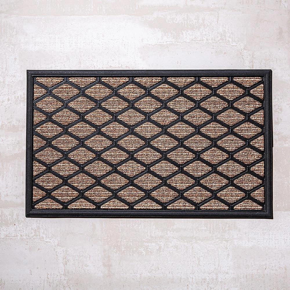 KSP Tufted Rubber Backed 'Lozenge' Doormat (Brown)