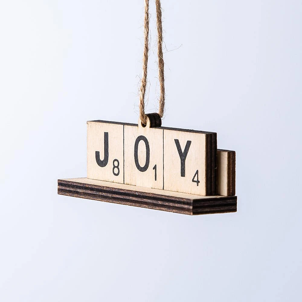 Christmas Tradition 'Joy Scrabble' Christmas Ornament (Wood/Black)