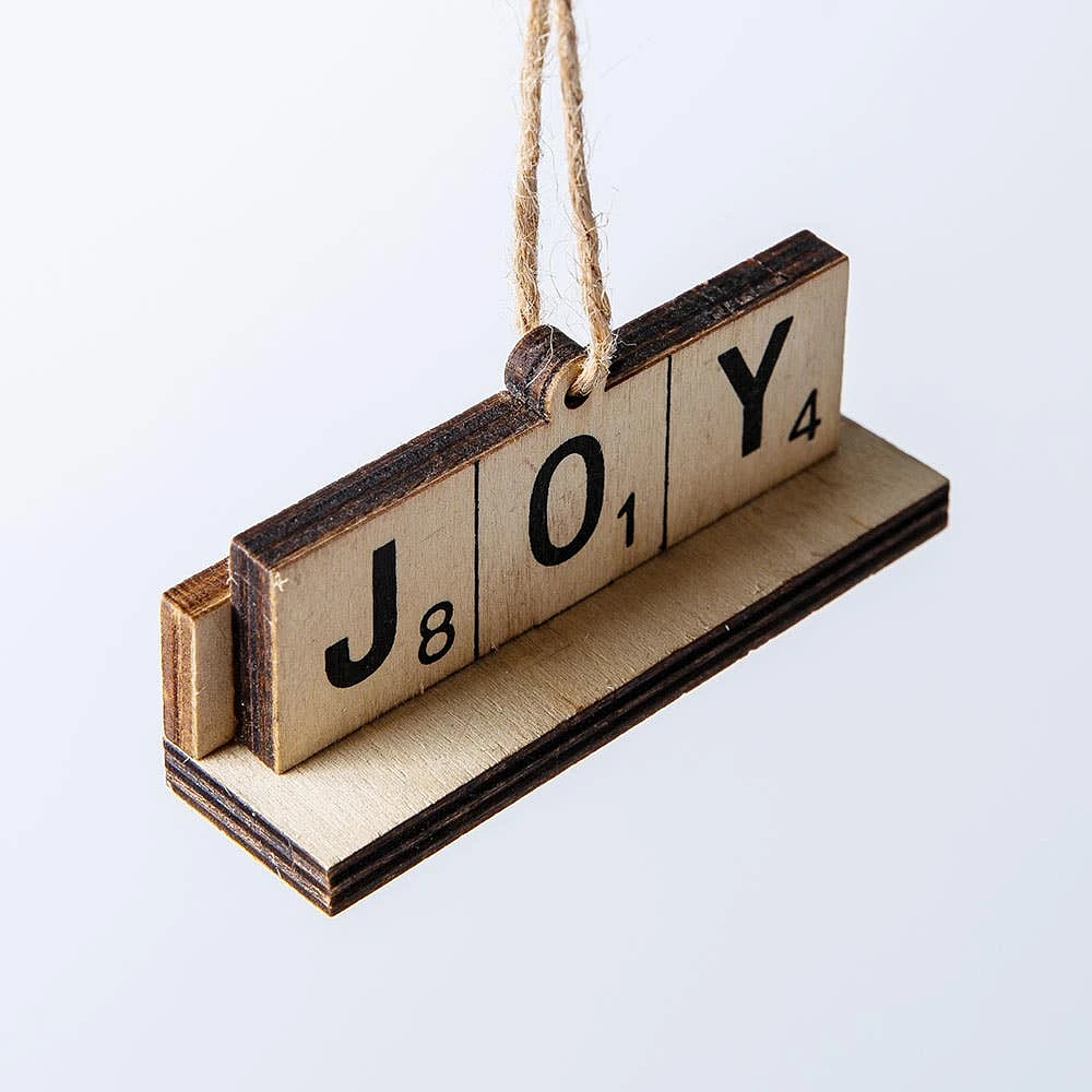 Christmas Tradition 'Joy Scrabble' Christmas Ornament (Wood/Black)