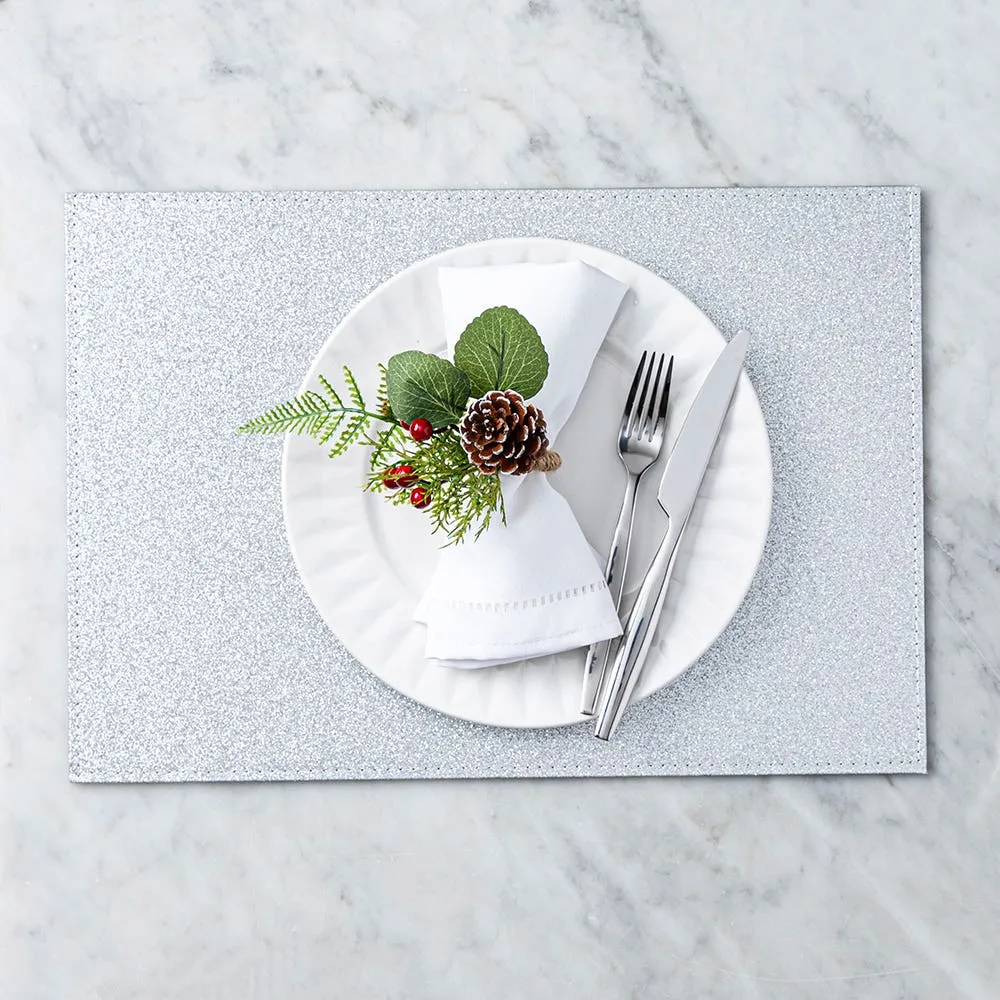 KSP Christmas Hardboard 'Glitter' Placemat (Silver)