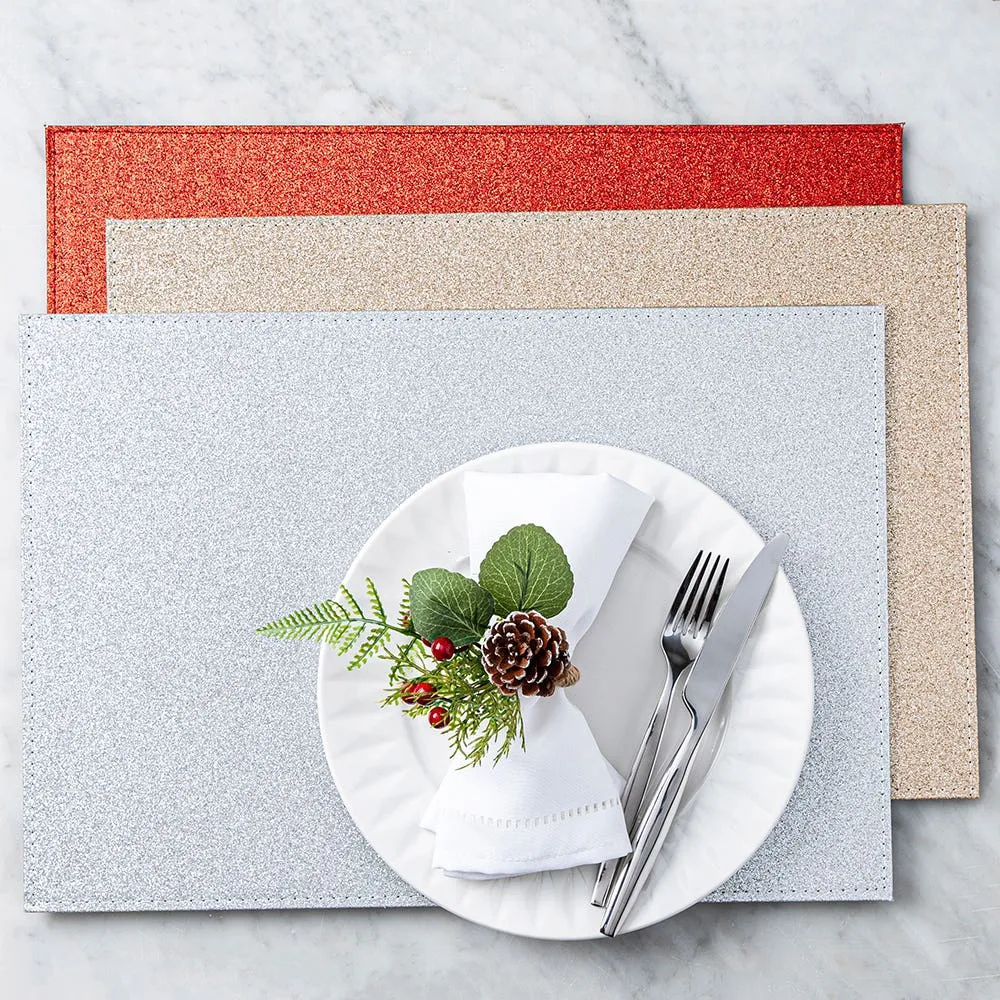 KSP Christmas Hardboard 'Glitter' Placemat (Silver)