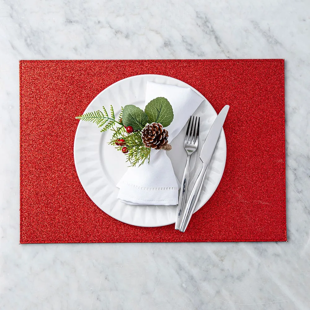 KSP Christmas Hardboard 'Glitter' Placemat (Red)