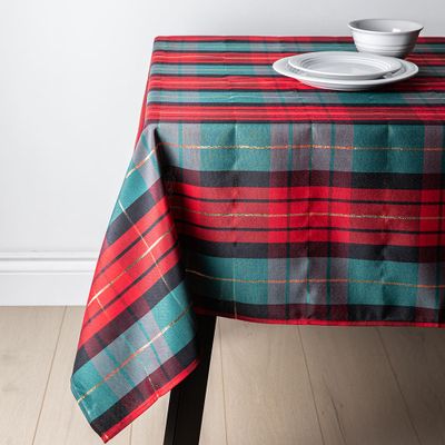 Harman Christmas Traditional Check Cotton-Poly Tablecloth 60"x120"