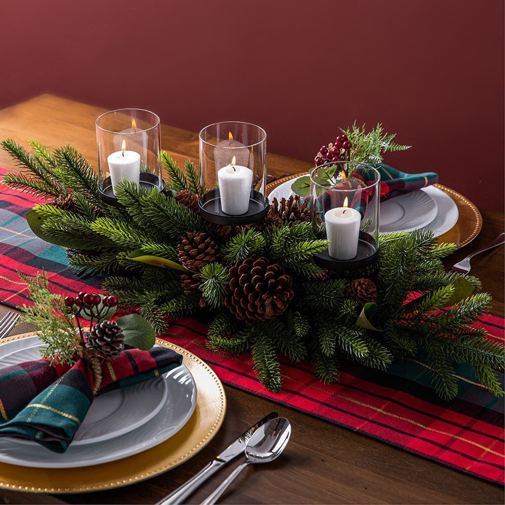 Harman Christmas Traditional Check Napkin - Set of 4 (Red/Green)