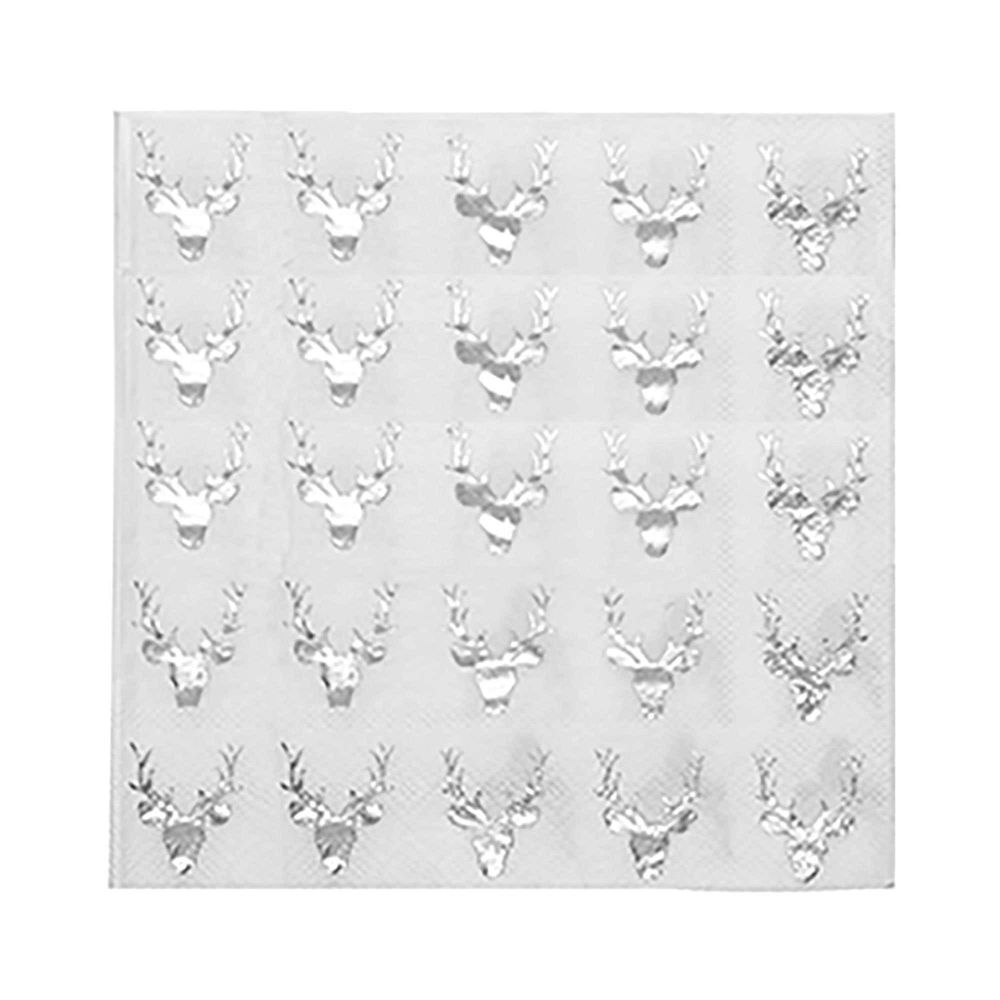 Harman Christmas 3-Ply 'Stag' Paper Napkin (Silver)