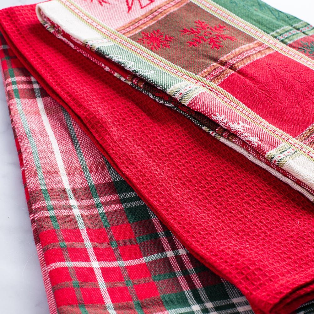 Harman Christmas 'Christmas Check' Cotton Kitchen Towel 18x26" - Set/3