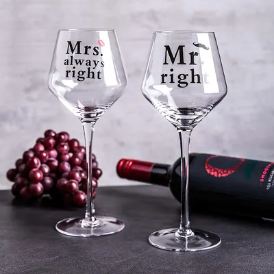 KSP Lovers 'Mr and Mrs' Wine Glass - Set of 2 (Clear)