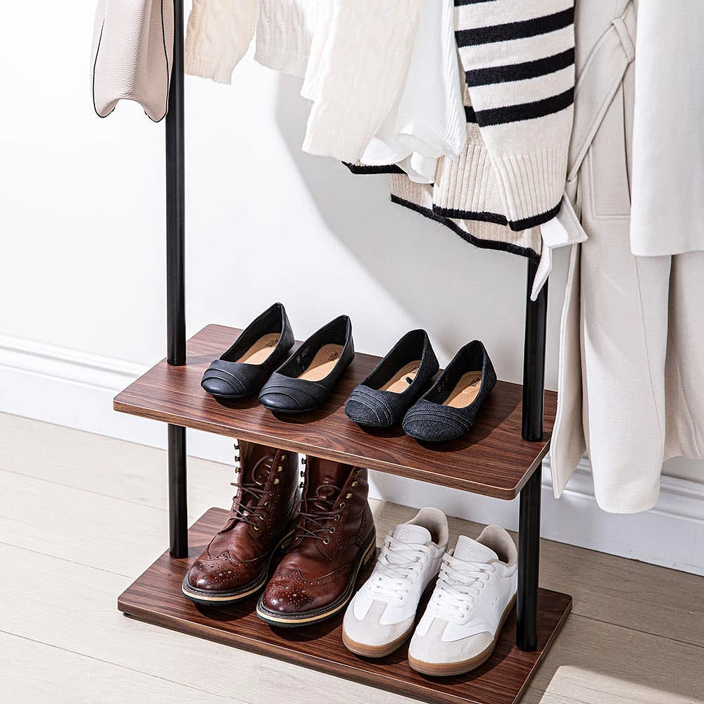 KSP Eatons Clothing & Shoe Rack (Wood/Black)